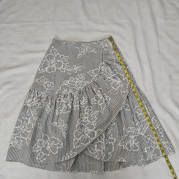 Eva Franco By Anthropologie Striped Floral Ruffle Wrap Style Skirt Women's Sz 4 - Picture 16 of 16